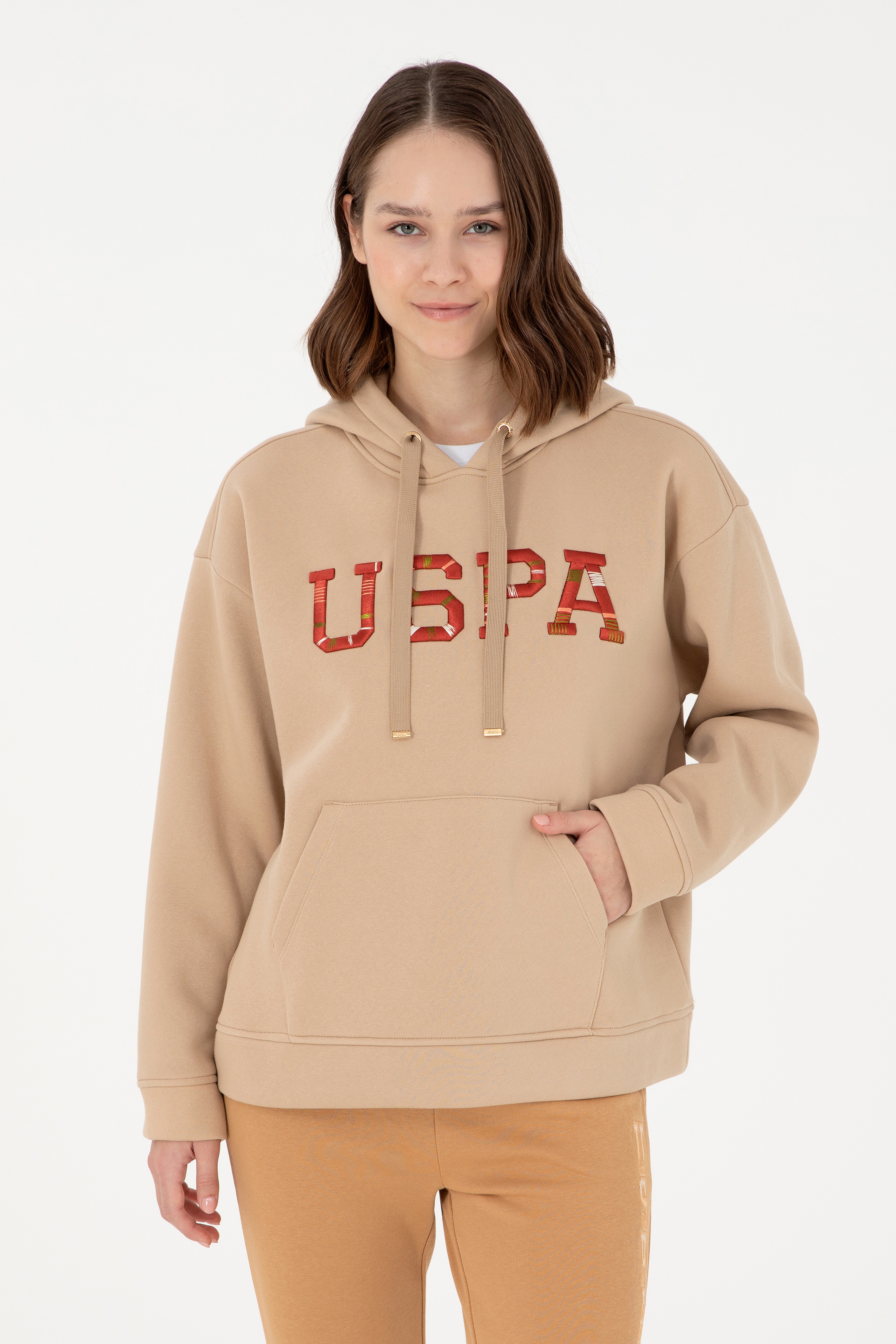 Kadın Kum Kapüşonlu Sweatshirt - Image 1
