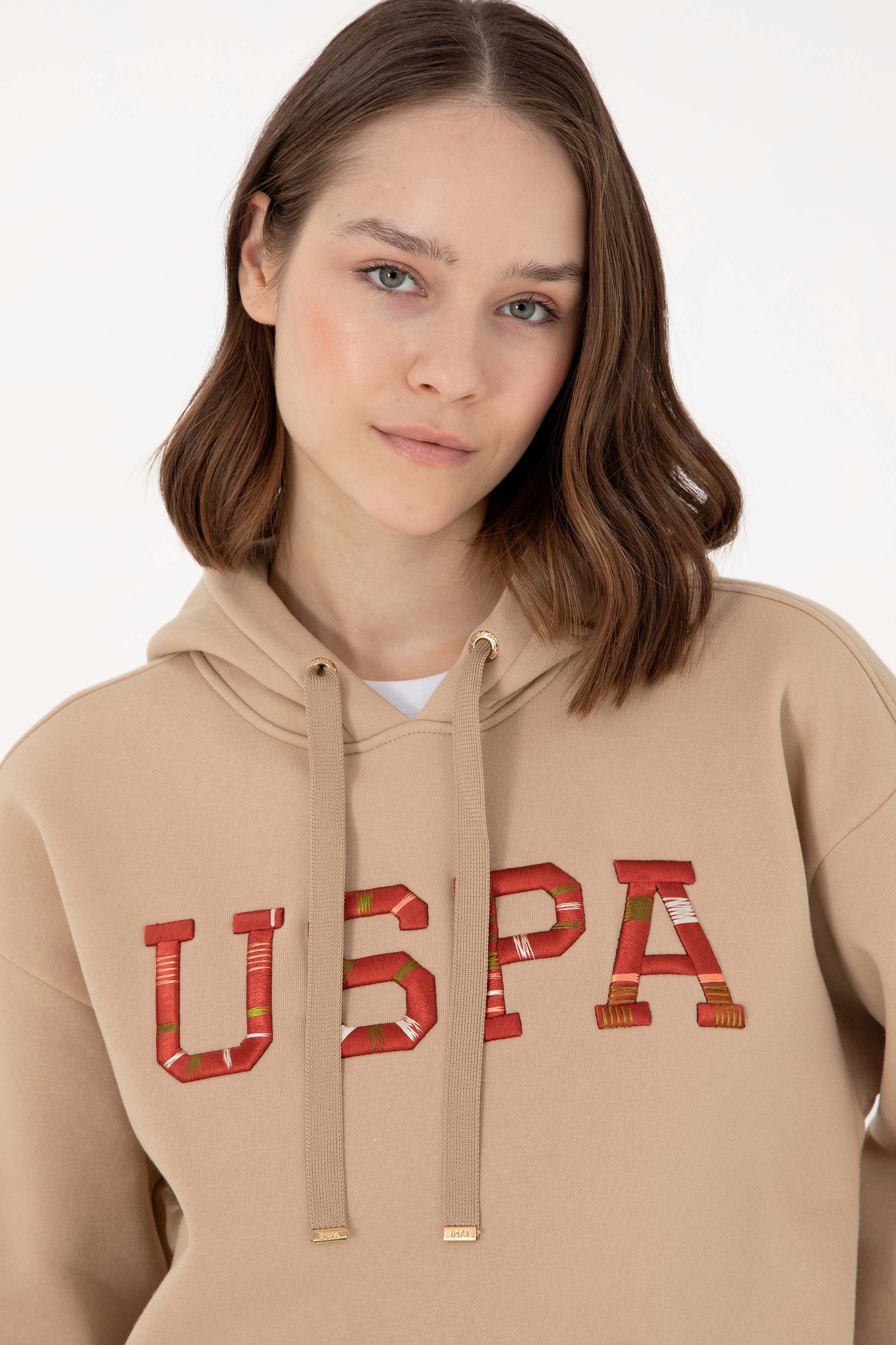 Kadın Kum Kapüşonlu Sweatshirt - Image 2