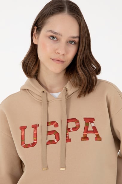 Kadın Kum Kapüşonlu Sweatshirt