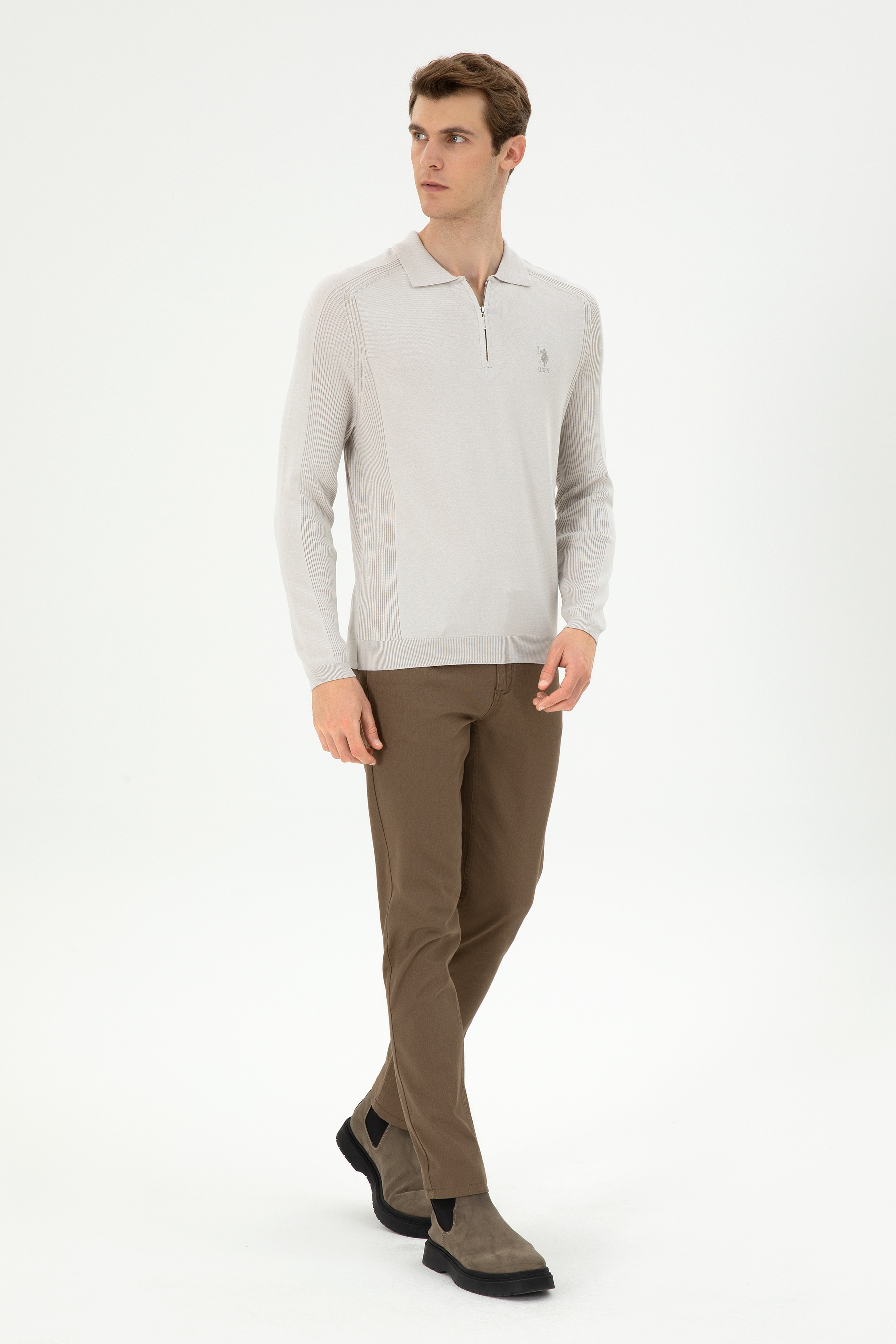 Erkek Slim Fit Haki Kanvas Pantolon - Image 1