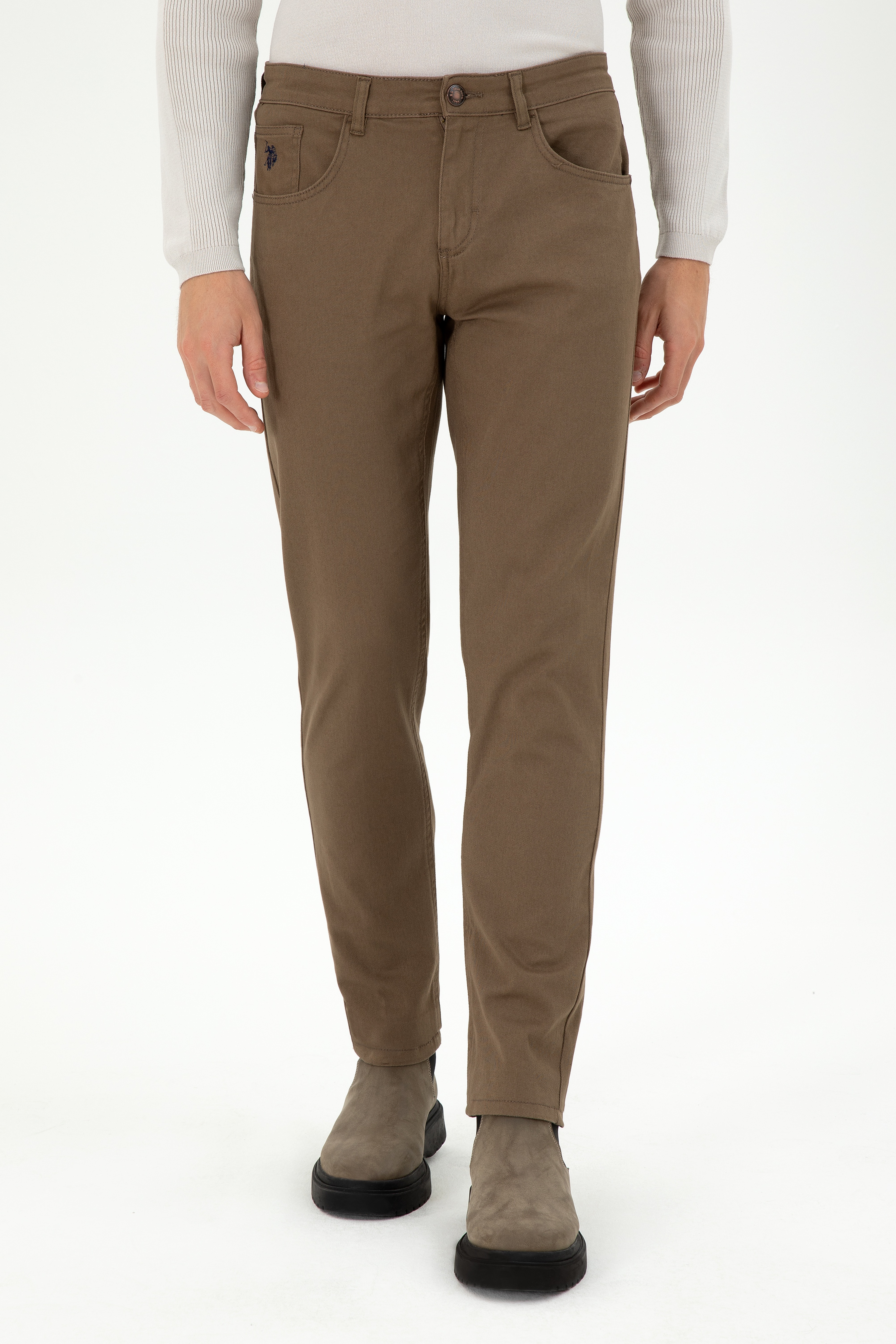 Erkek Slim Fit Haki Kanvas Pantolon - Image 2