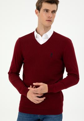 Erkek Bordo Basic Kazak - 50288879020