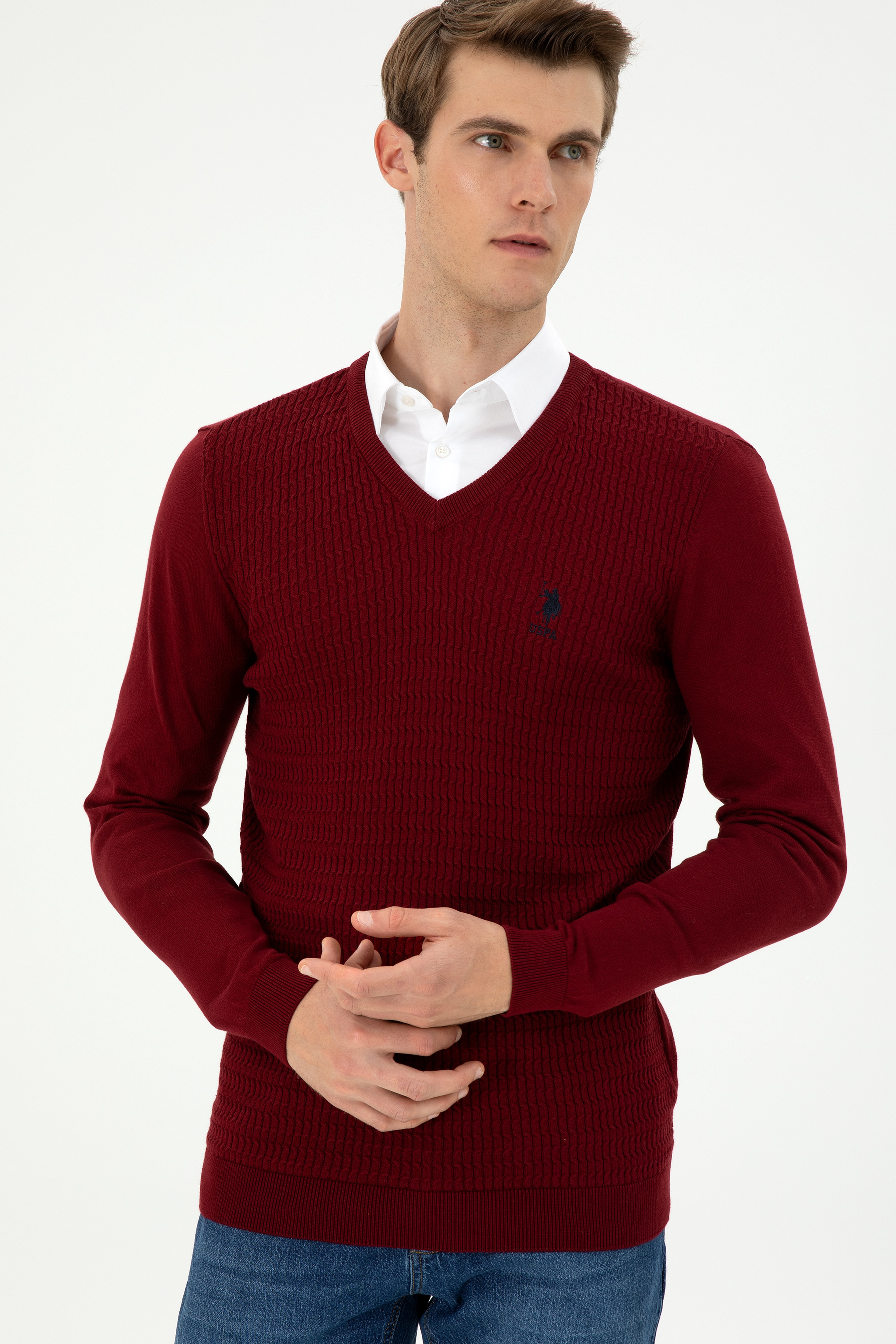 Erkek Bordo Basic Kazak - Image 3