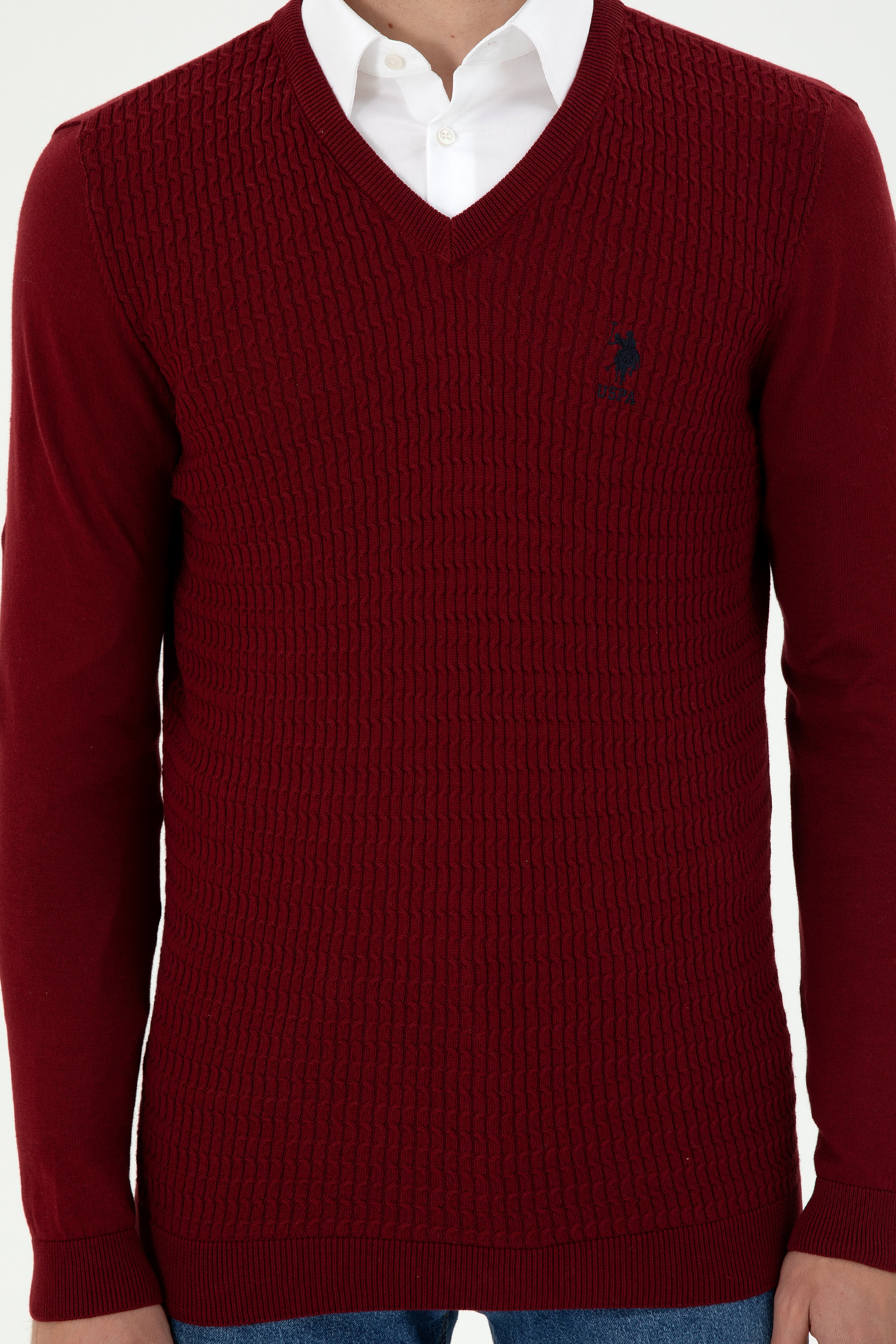 Erkek Bordo Basic Kazak - Image 6