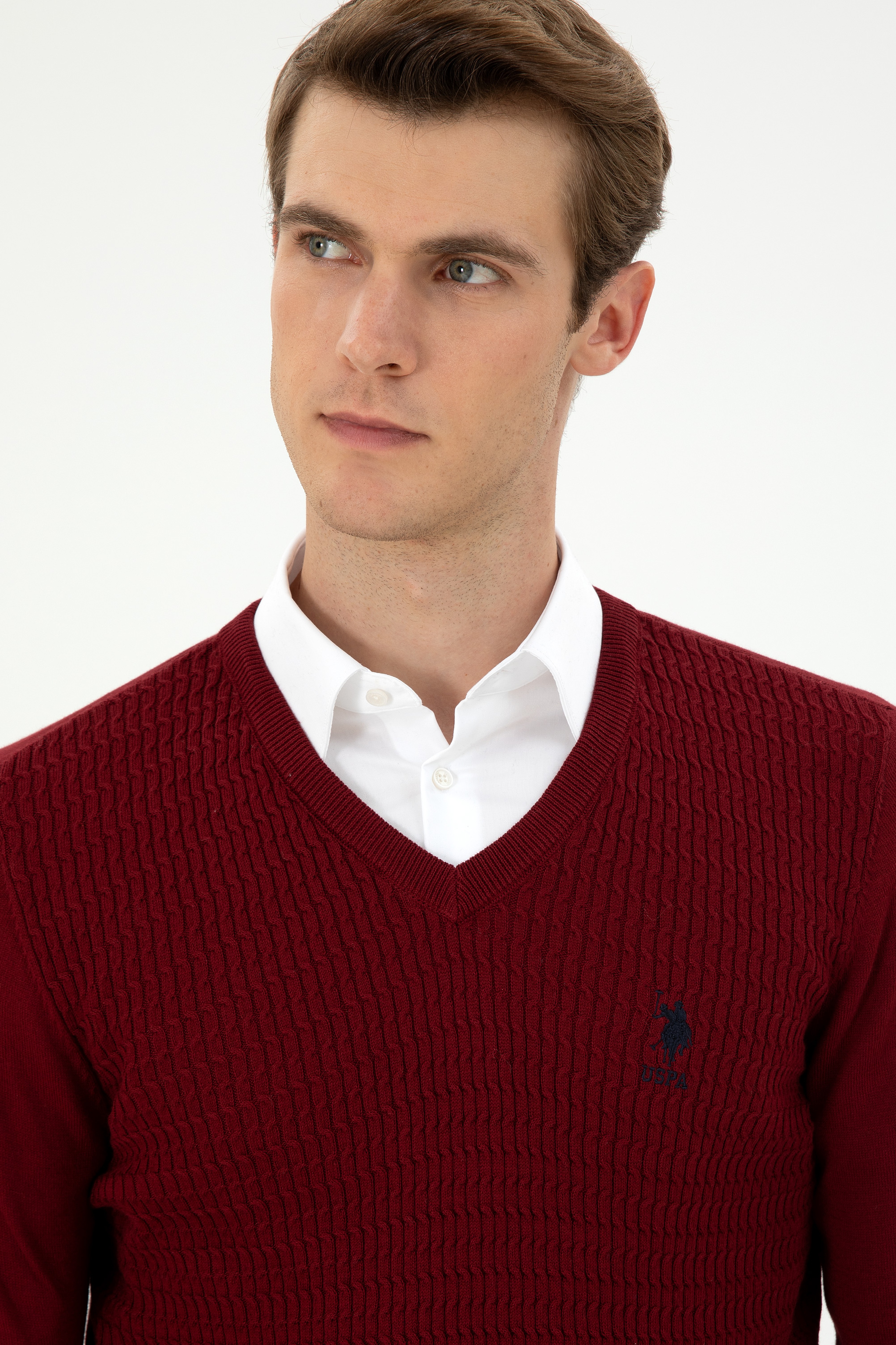 Erkek Bordo Basic Kazak - Image 2