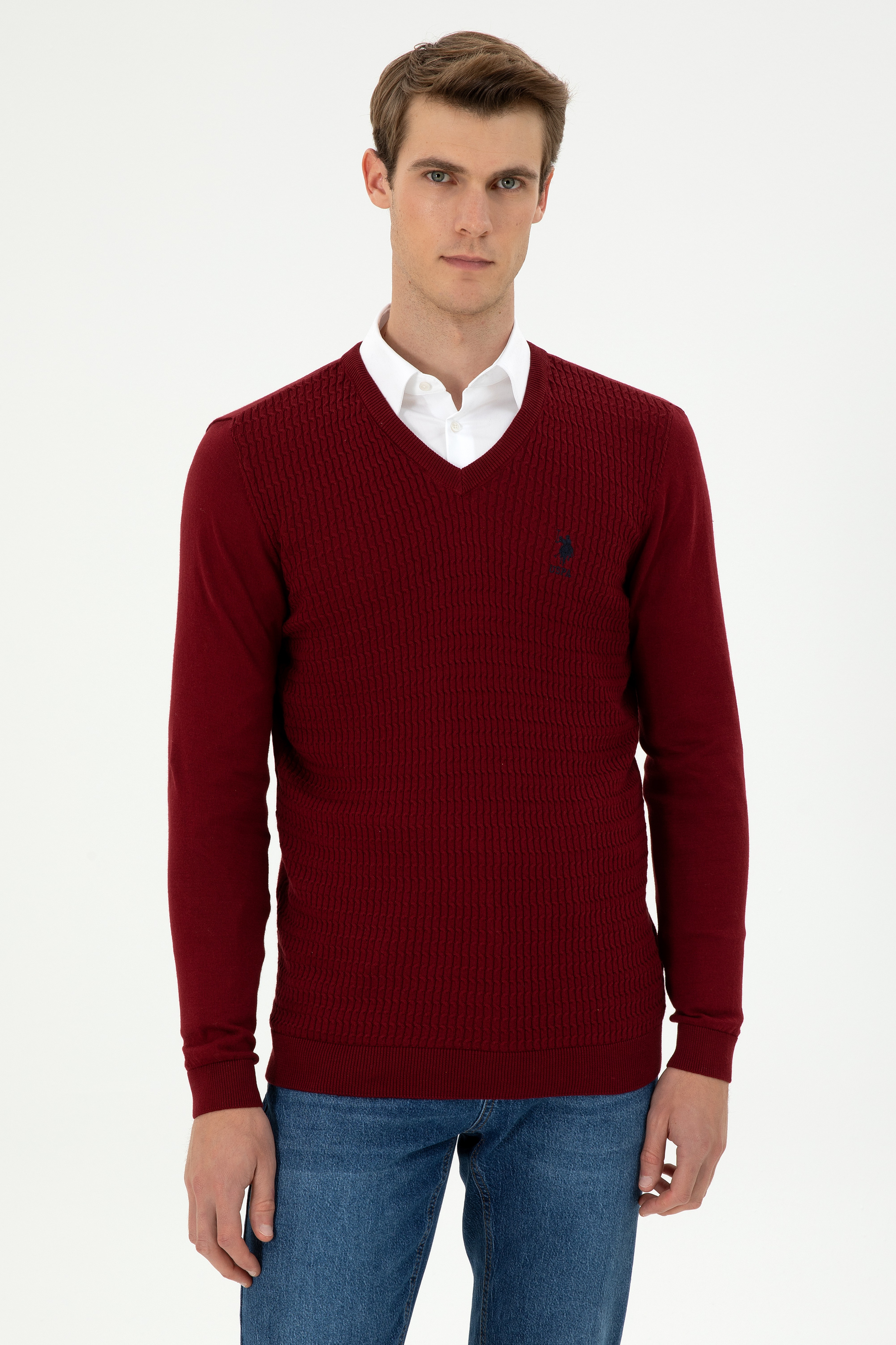 Erkek Bordo Basic Kazak - Image 1