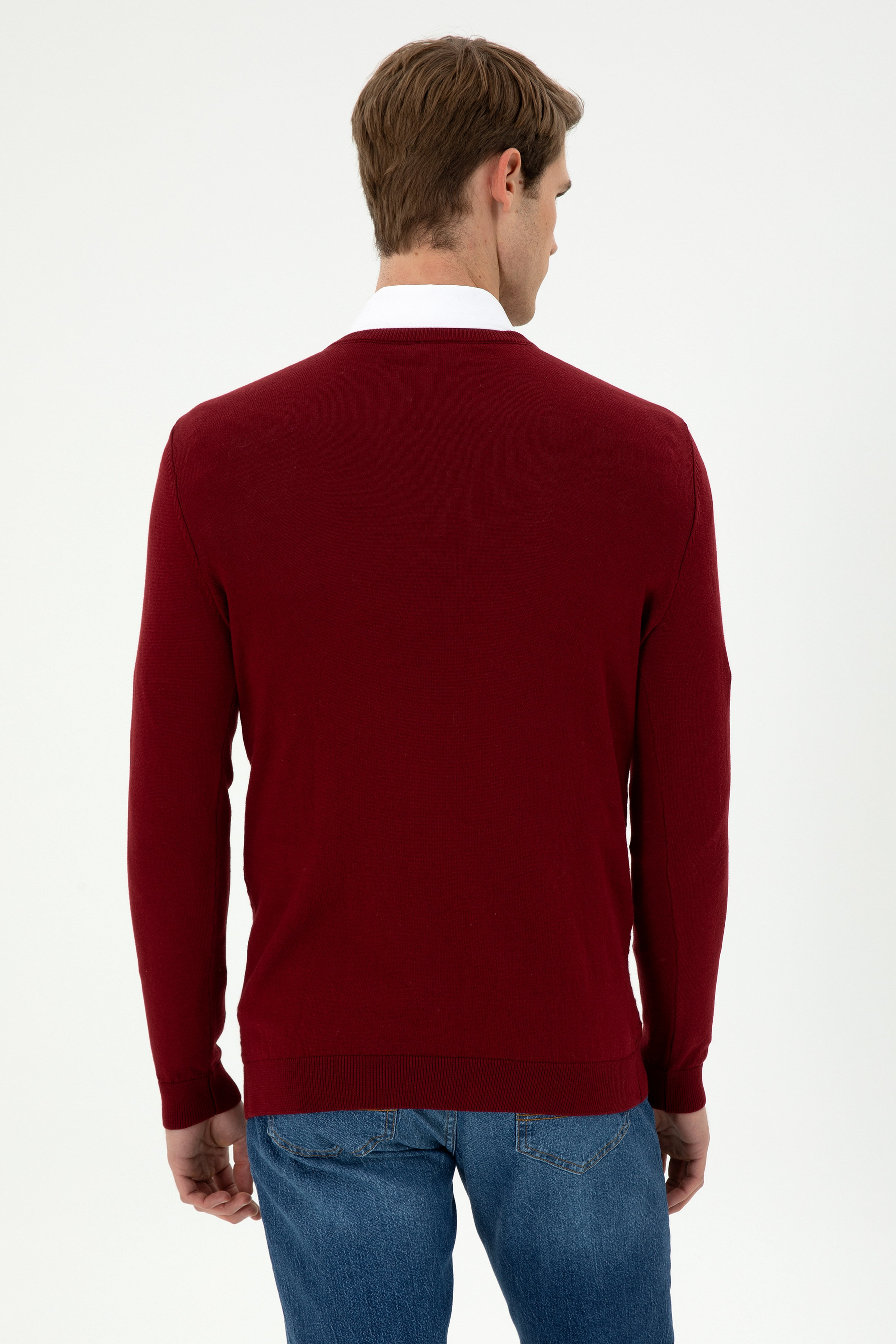Erkek Bordo Basic Kazak - Image 5