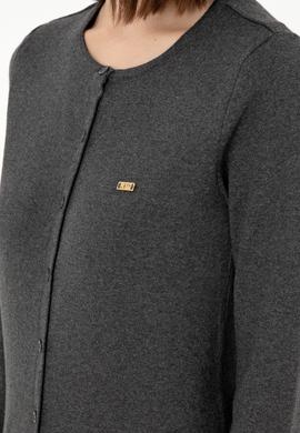 Kadın Antrasit Melanj Basic Triko Hırka - 50288996041