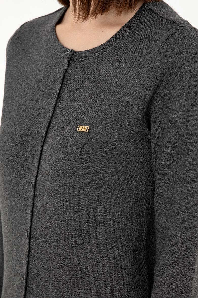 Kadın Antrasit Melanj Basic Triko Hırka - 50288996041