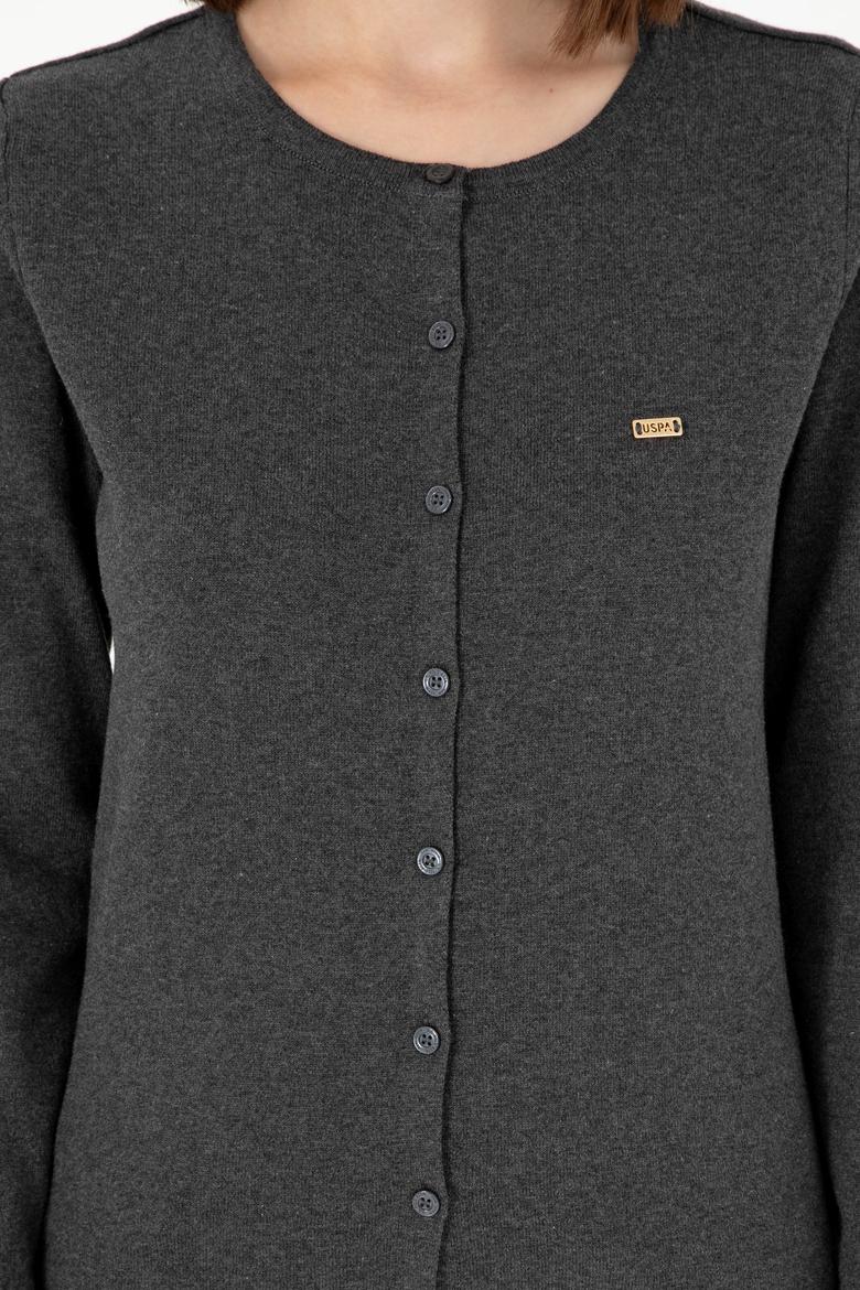 Kadın Antrasit Melanj Basic Triko Hırka - 50288996041