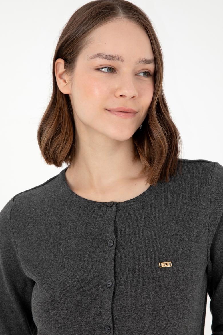 Kadın Antrasit Melanj Basic Triko Hırka - 50288996041