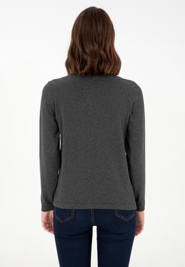 Kadın Antrasit Melanj Basic Triko Hırka - 50288996041