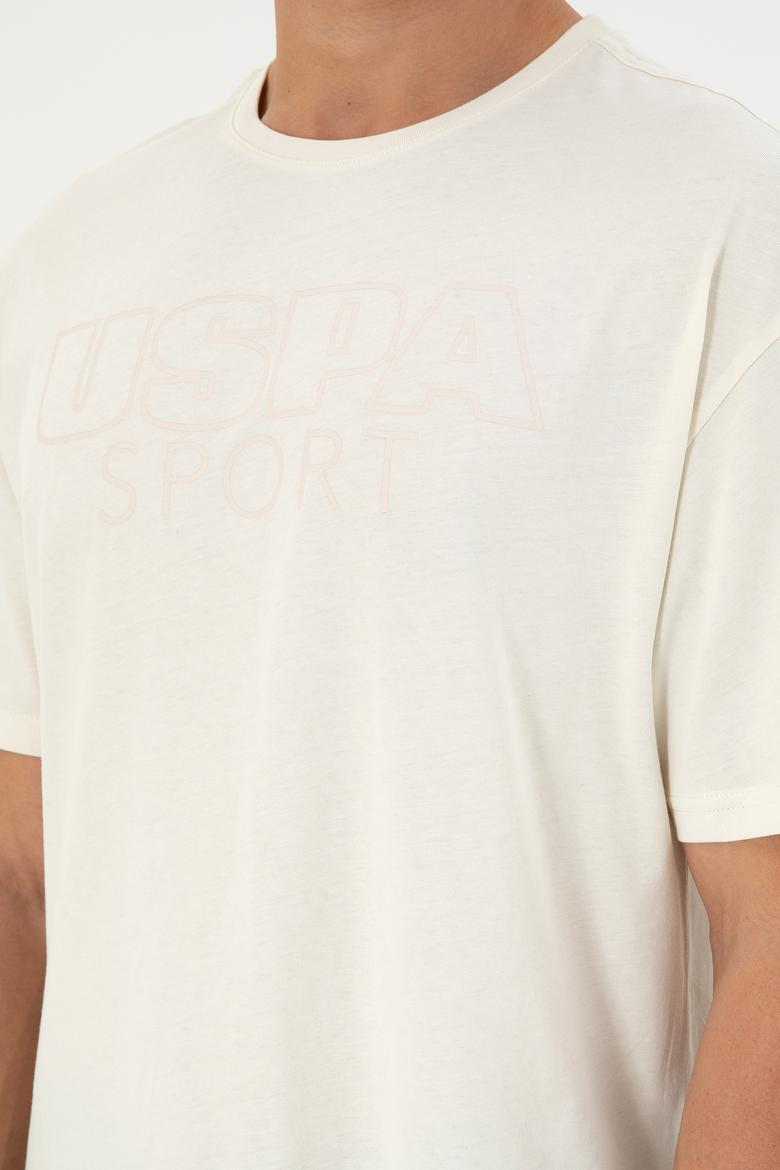 Erkek Comfort Fit Bisiklet Yaka Krem Tişört - 50290880008