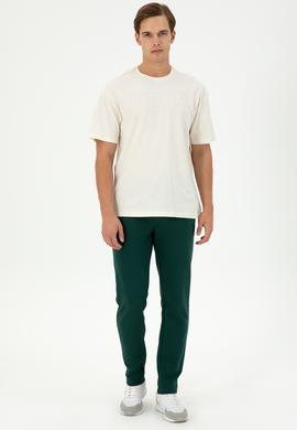 Erkek Comfort Fit Bisiklet Yaka Krem Tişört - 50290880008