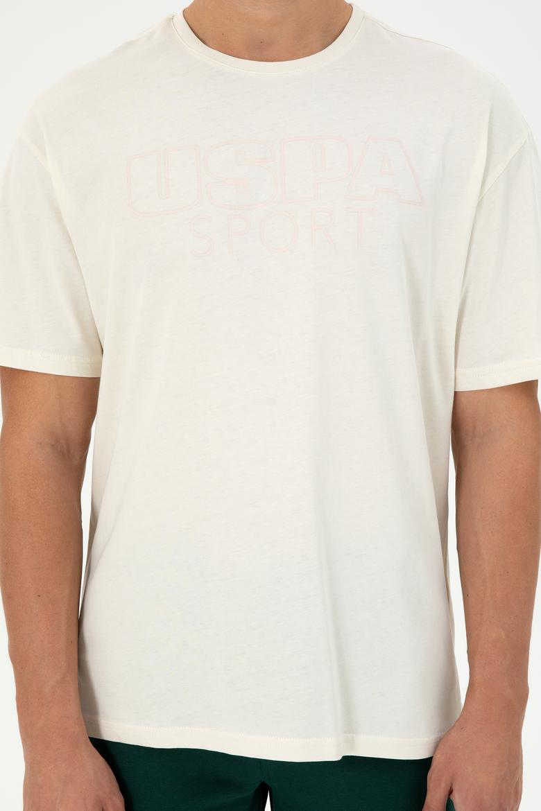 Erkek Comfort Fit Bisiklet Yaka Krem Tişört - 50290880008