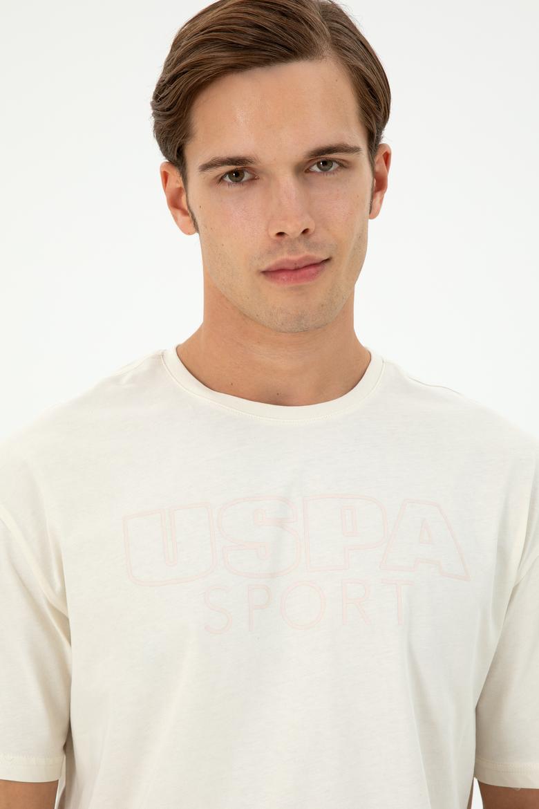 Erkek Comfort Fit Bisiklet Yaka Krem Tişört - 50290880008