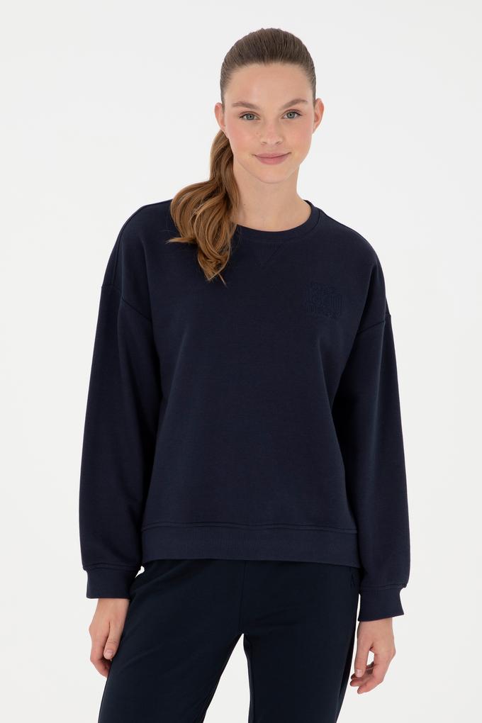 Kadın Lacivert Bisiklet Yaka Sweatshirt