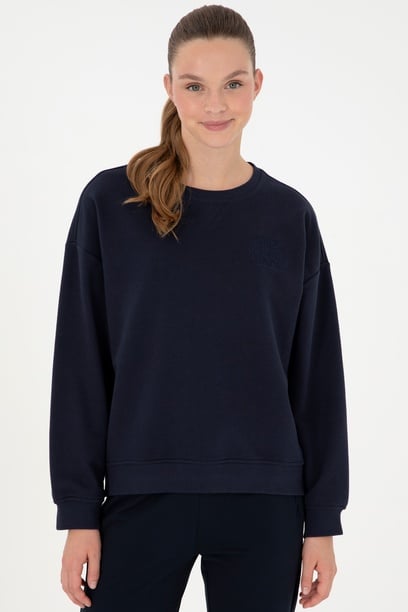 Kadın Lacivert Bisiklet Yaka Sweatshirt