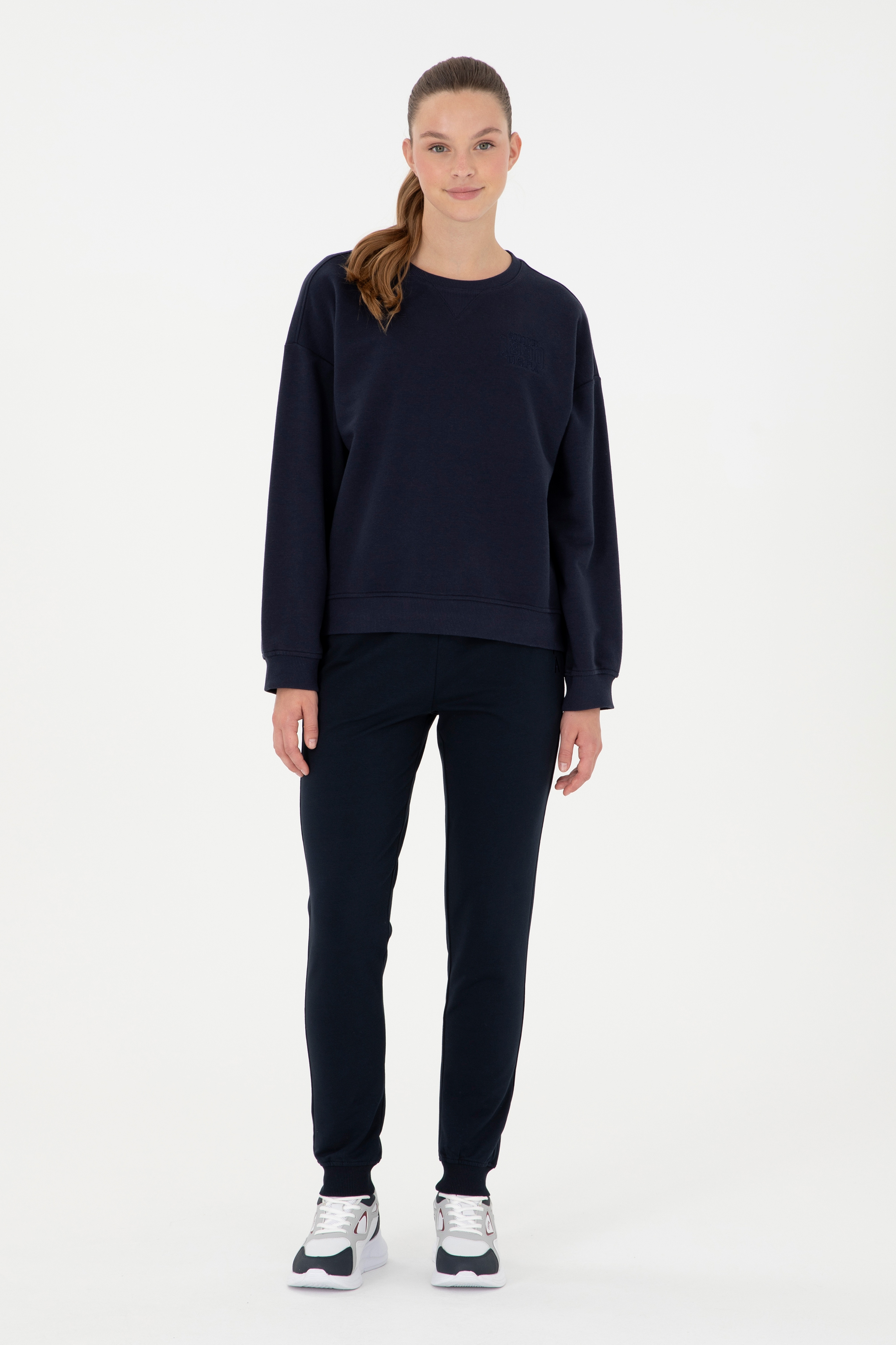 Kadın Lacivert Bisiklet Yaka Sweatshirt