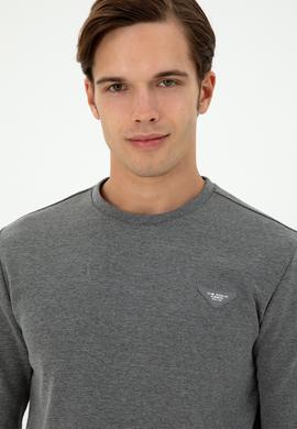 Erkek Regular Fit Bisiklet Yaka Antrasit Melanj Sweatshirt - 50295916029