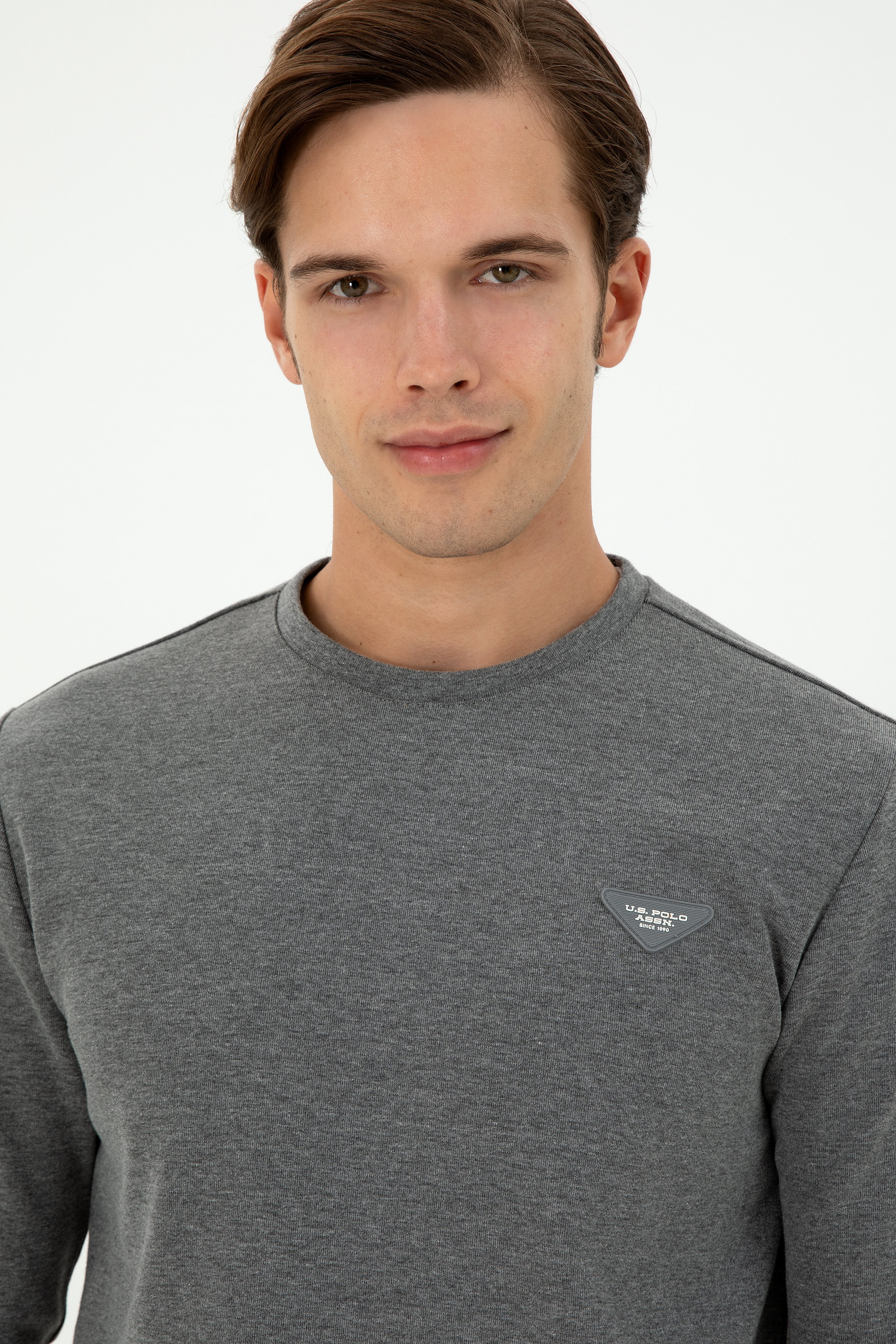 Erkek Regular Fit Bisiklet Yaka Antrasit Melanj Sweatshirt - Image 2