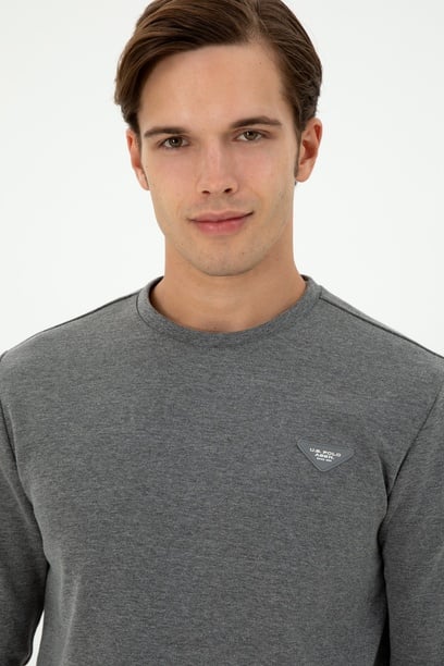 Erkek Regular Fit Bisiklet Yaka Antrasit Melanj Sweatshirt