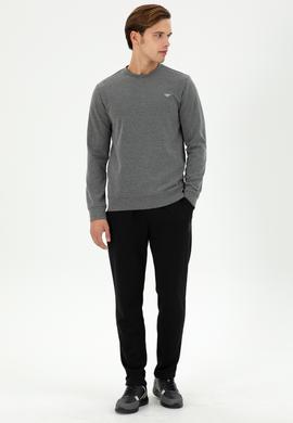 Erkek Regular Fit Bisiklet Yaka Antrasit Melanj Sweatshirt - 50295916029