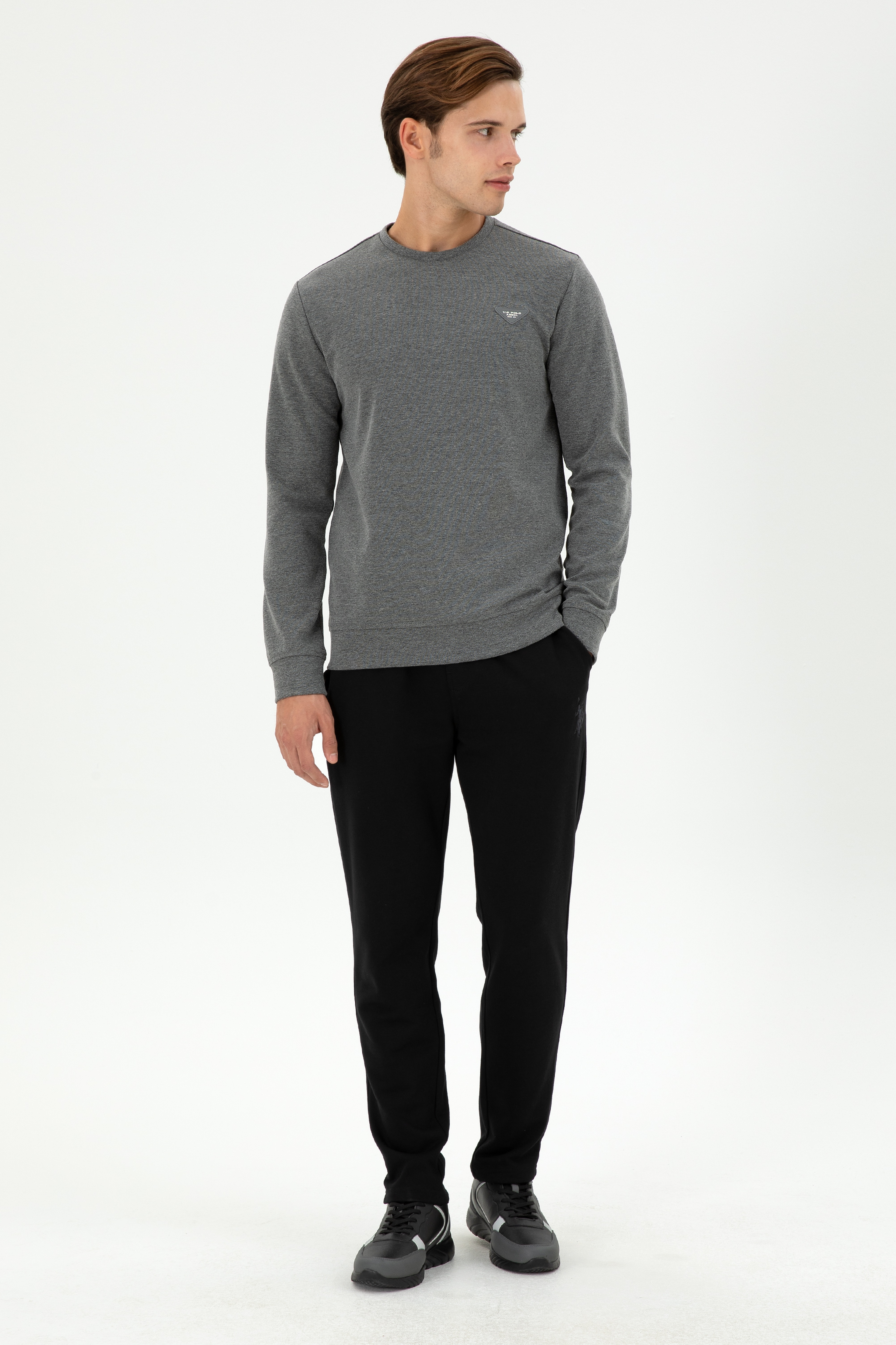 Erkek Regular Fit Bisiklet Yaka Antrasit Melanj Sweatshirt - Image 4