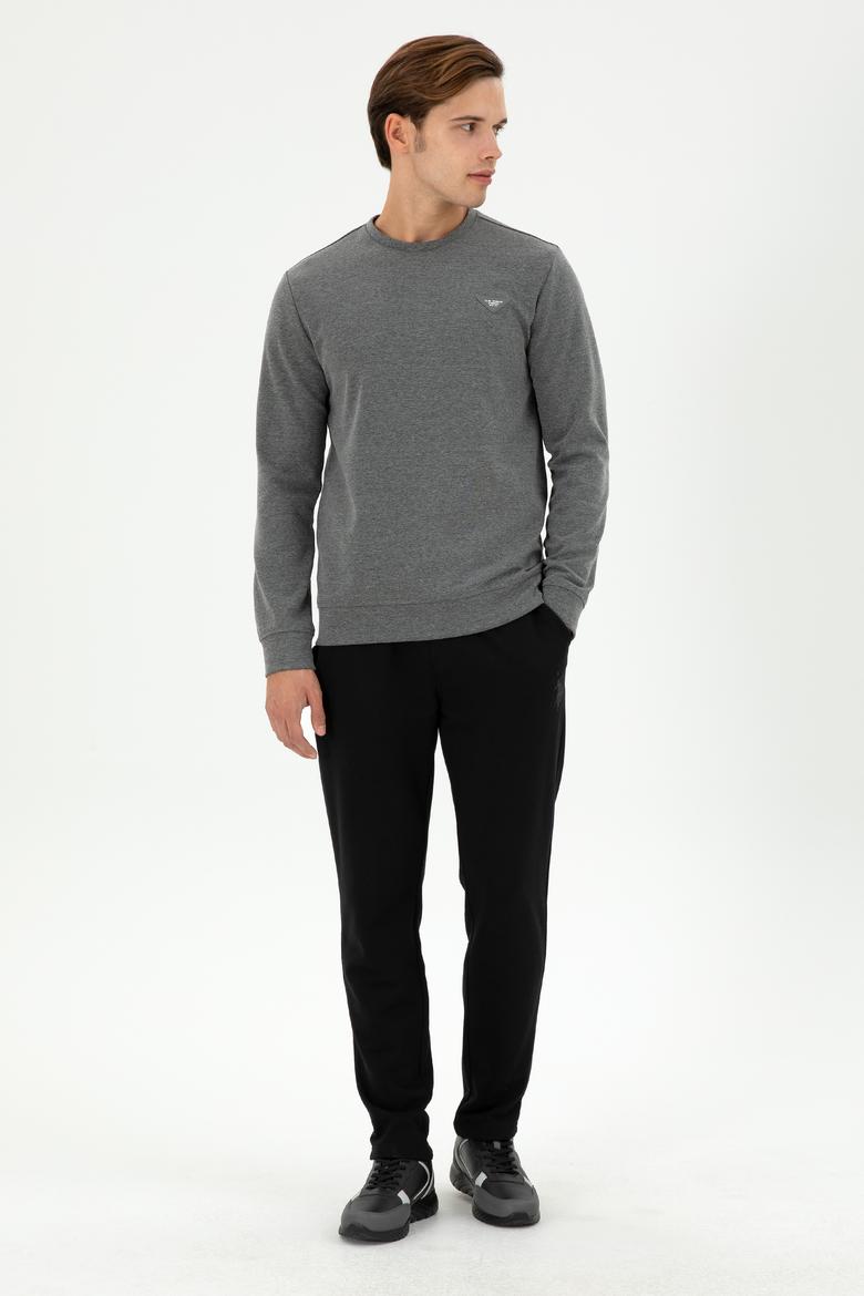 Erkek Regular Fit Bisiklet Yaka Antrasit Melanj Sweatshirt - 50295916029