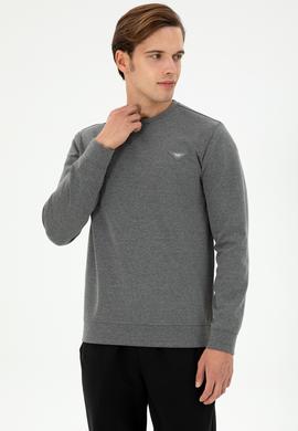 Erkek Regular Fit Bisiklet Yaka Antrasit Melanj Sweatshirt - 50295916029