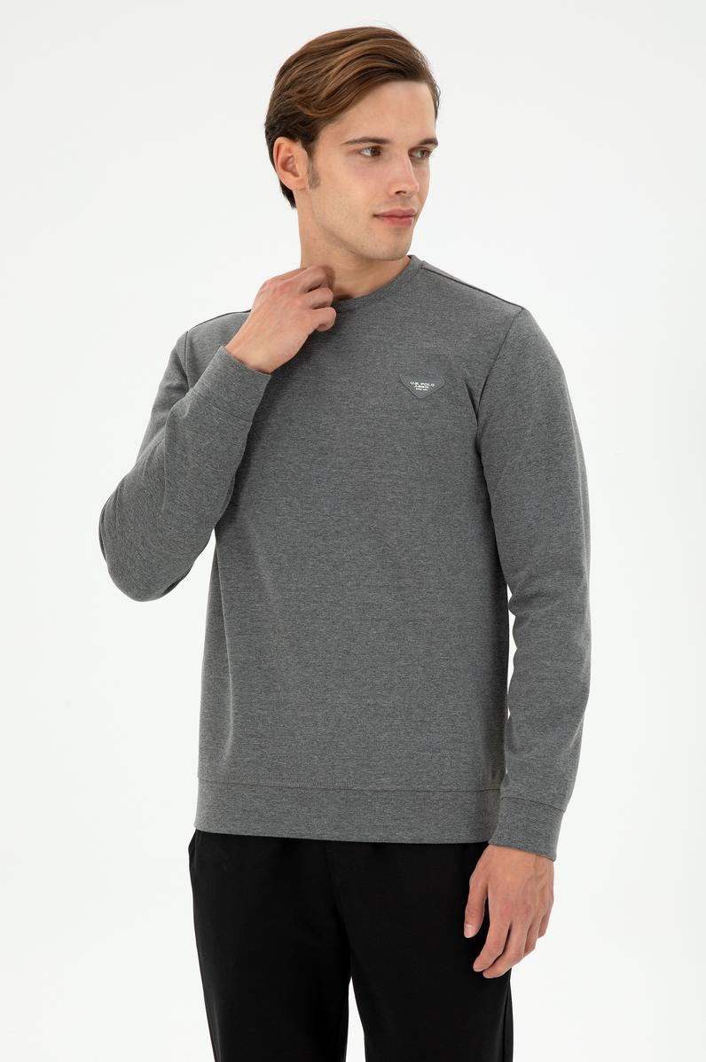 Erkek Regular Fit Bisiklet Yaka Antrasit Melanj Sweatshirt