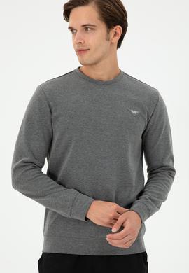 Erkek Regular Fit Bisiklet Yaka Antrasit Melanj Sweatshirt - 50295916029