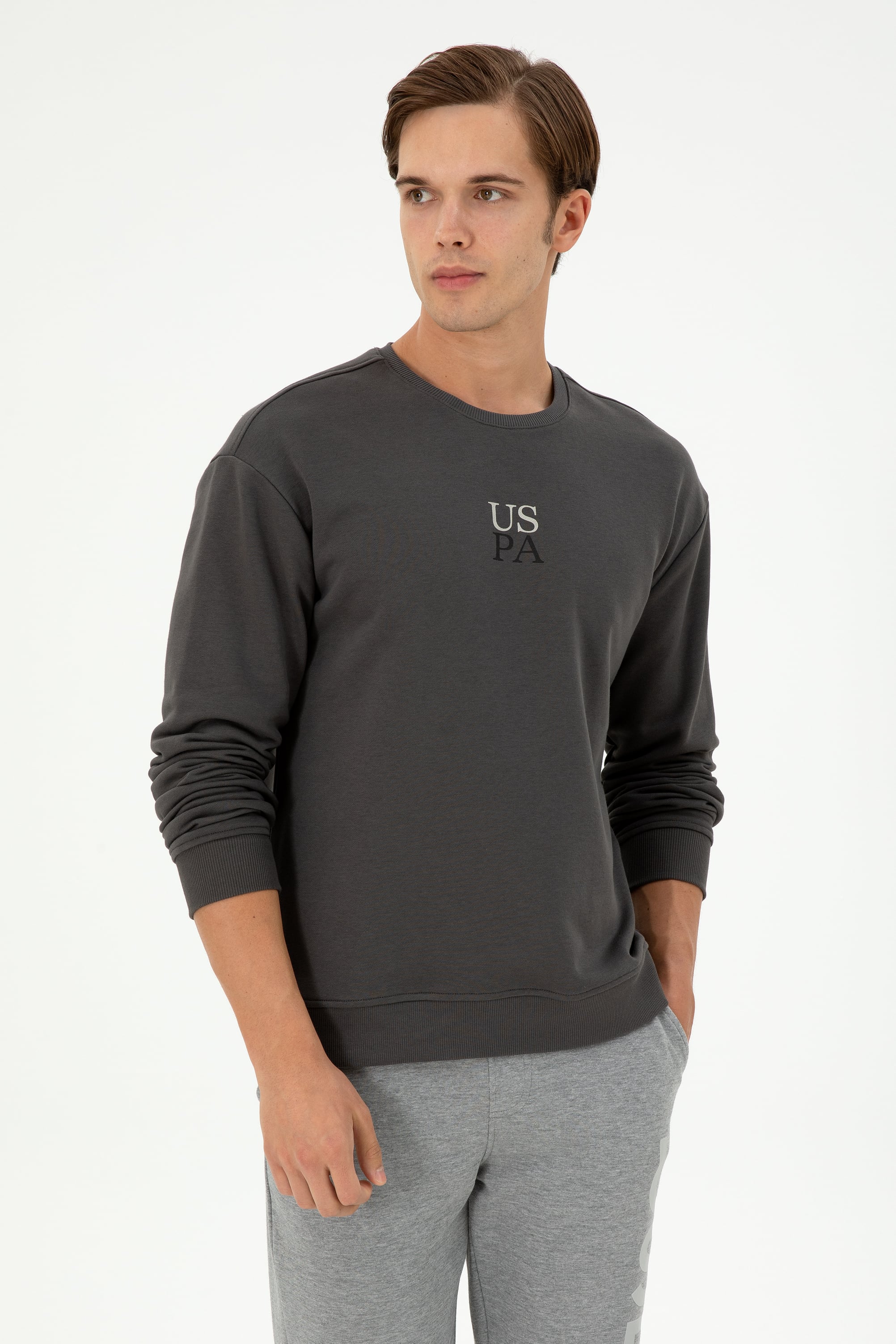 Erkek Antrasit Basic Sweatshirt - Image 1
