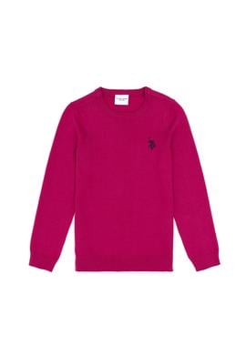 Kız Çocuk Fuşya Bisiklet Yaka Basic Kazak - 50293586156