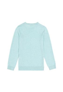 Kız Çocuk Su Yeşili Bisiklet Yaka Basic Kazak - 50293586166