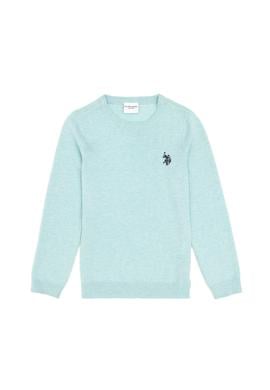 Kız Çocuk Su Yeşili Bisiklet Yaka Basic Kazak - 50293586166