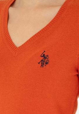 Kadın Kiremit V Yaka Basic Kazak - 50293542099