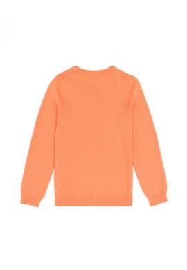 Kız Çocuk Somon Melanj Bisiklet Yaka Basic Kazak - 50293586181