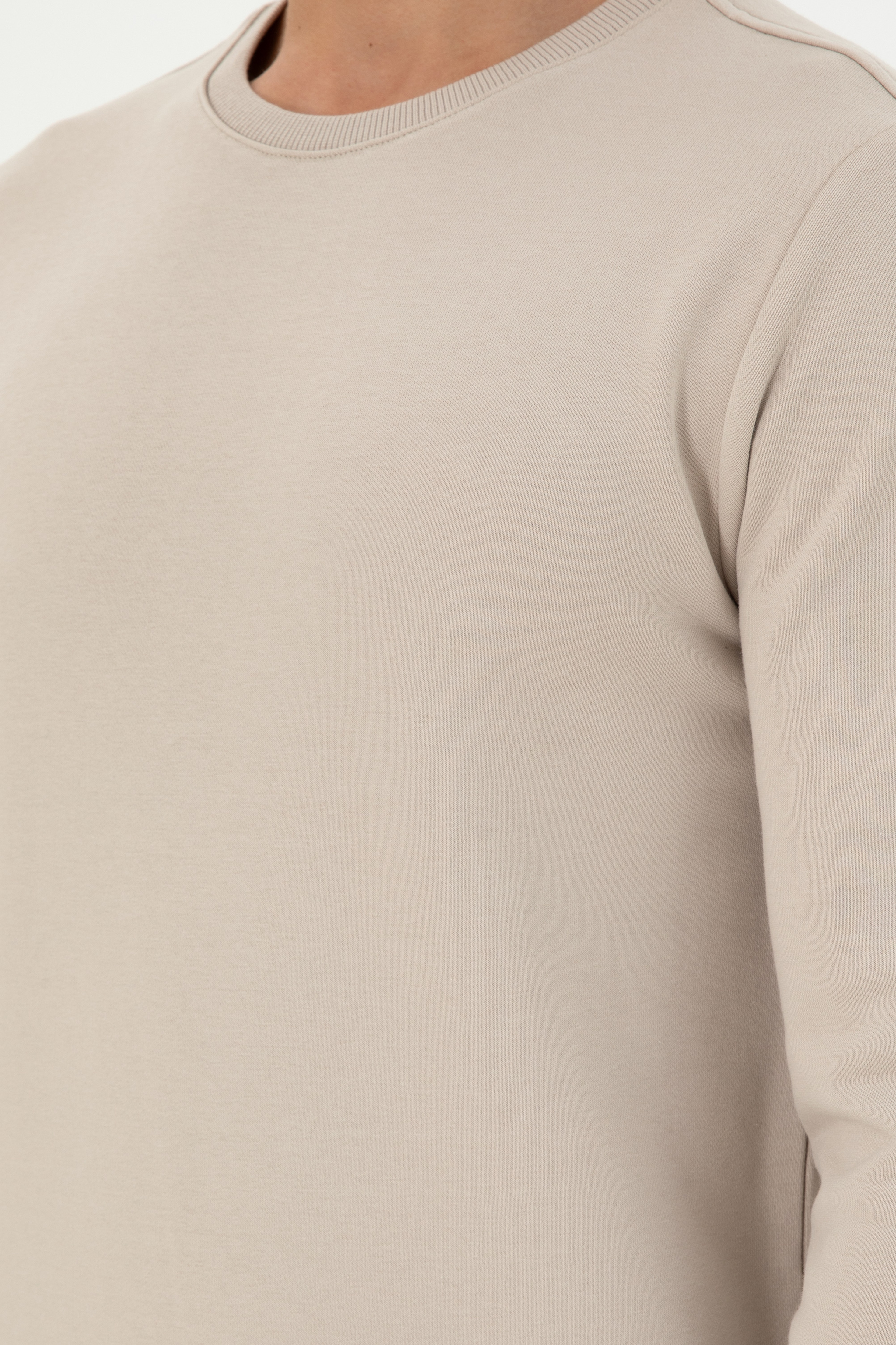 Erkek Regular Fit Bisiklet Yaka Taş Sweatshirt