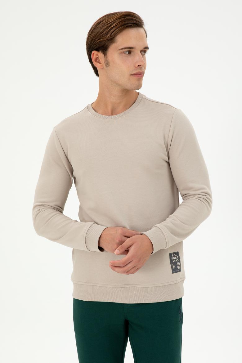 Erkek Regular Fit Bisiklet Yaka Taş Sweatshirt