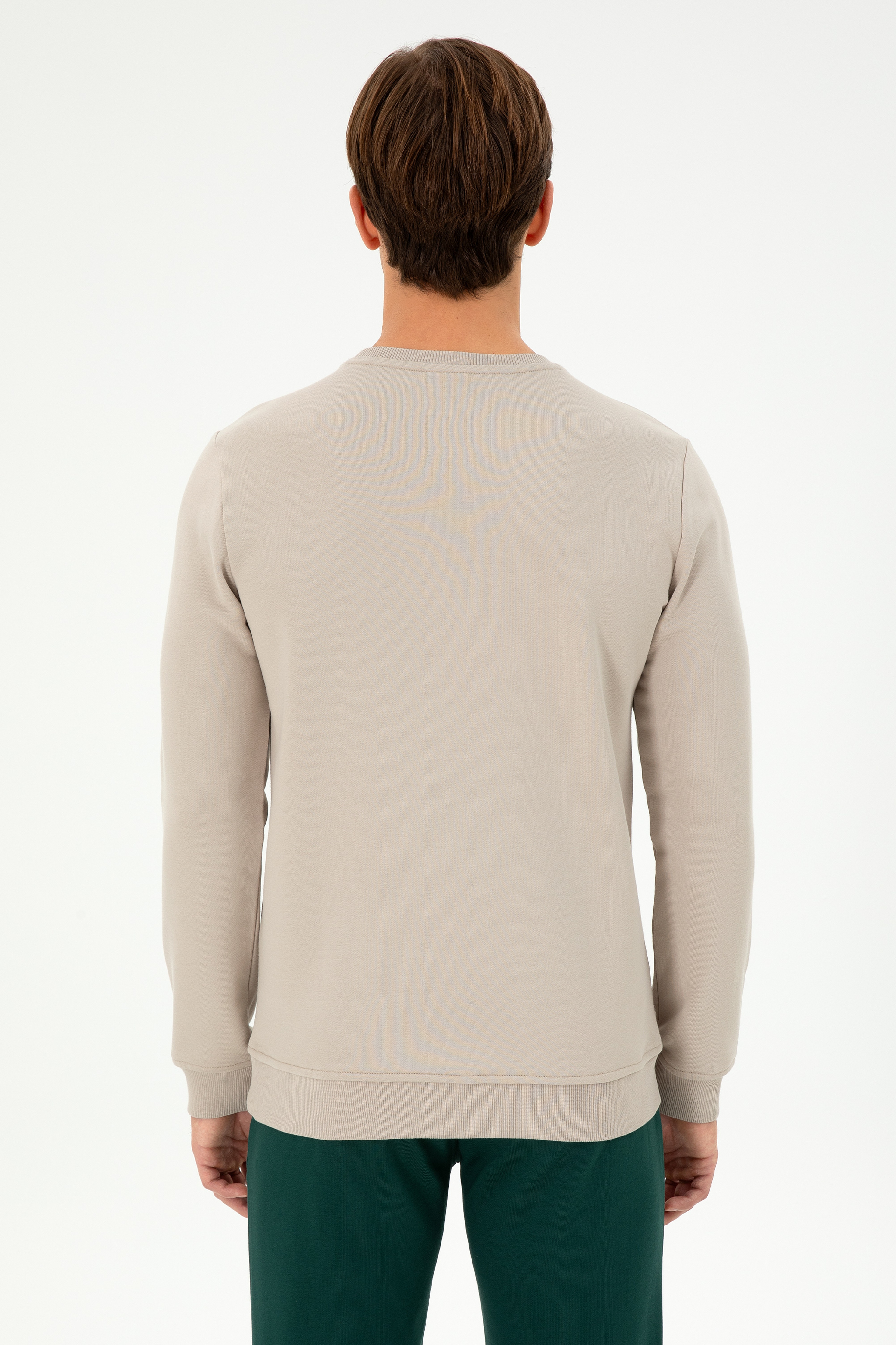 Erkek Regular Fit Bisiklet Yaka Taş Sweatshirt