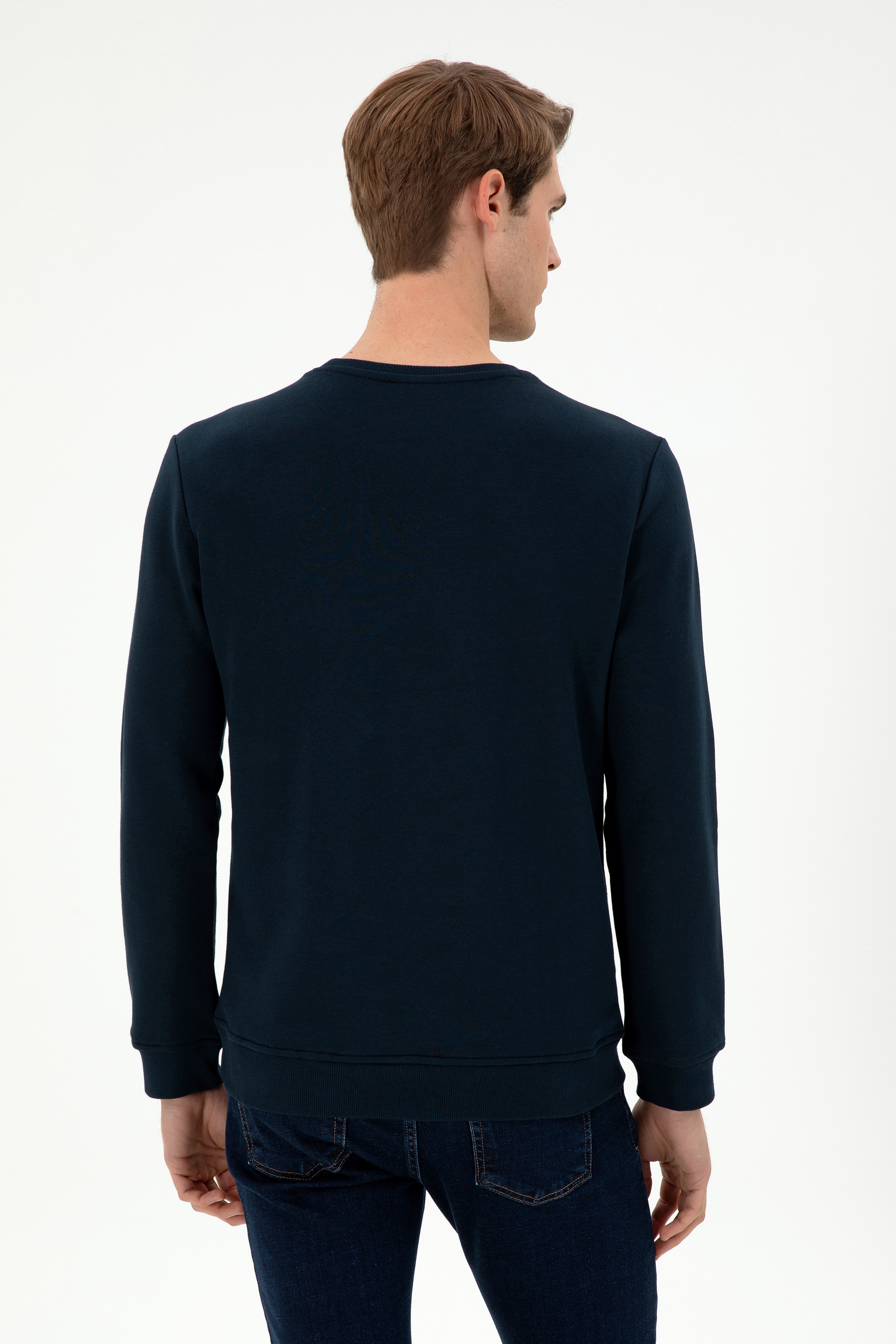 Erkek Regular Fit Bisiklet Yaka Lacivert Sweatshirt - Image 5