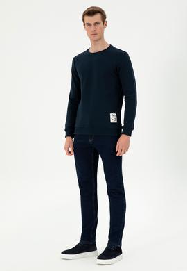 Erkek Regular Fit Bisiklet Yaka Lacivert Sweatshirt - 50293471028