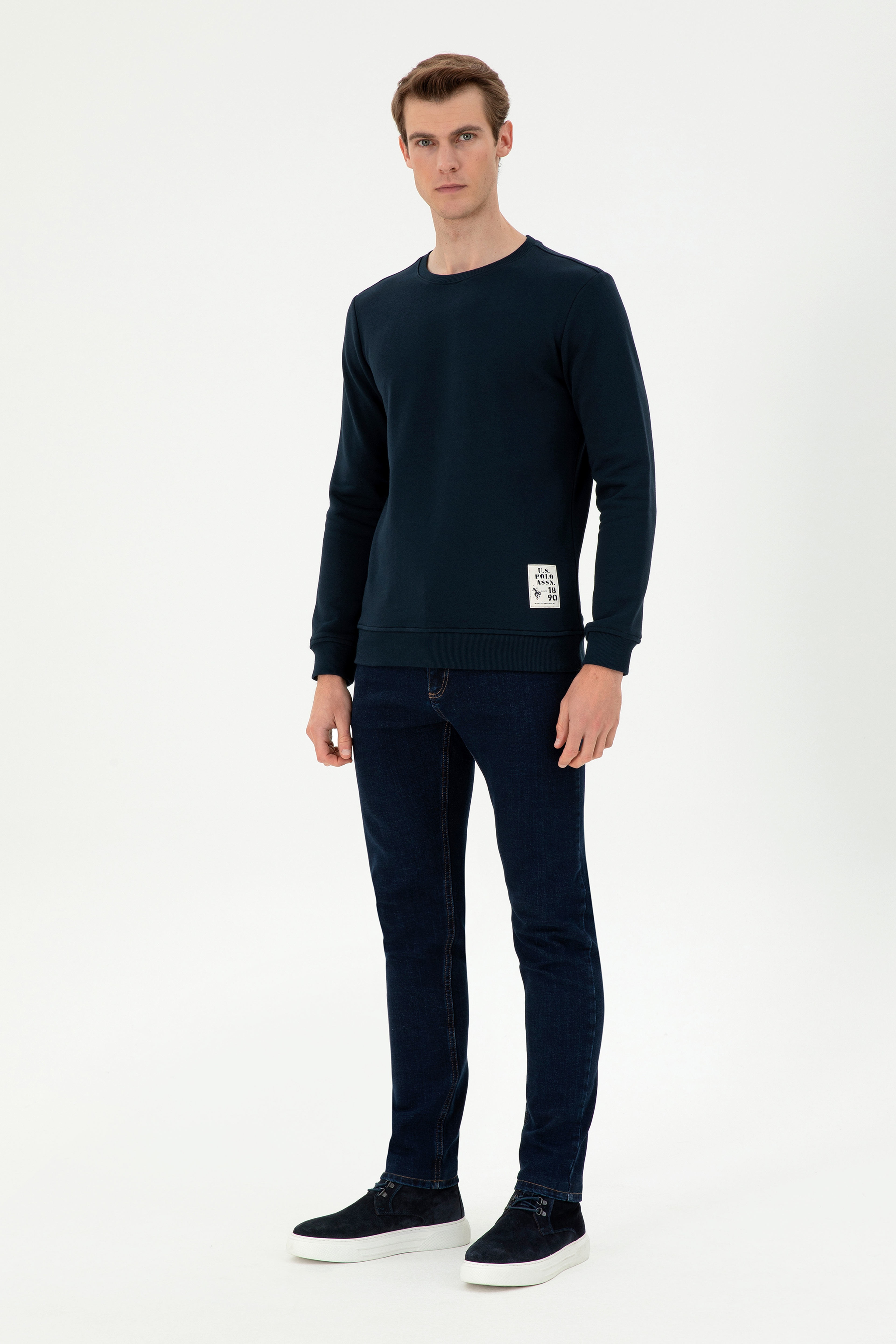 Erkek Regular Fit Bisiklet Yaka Lacivert Sweatshirt - Image 4