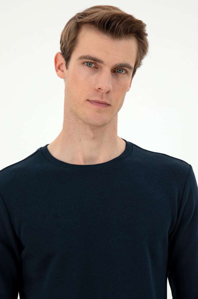 Erkek Regular Fit Bisiklet Yaka Lacivert Sweatshirt