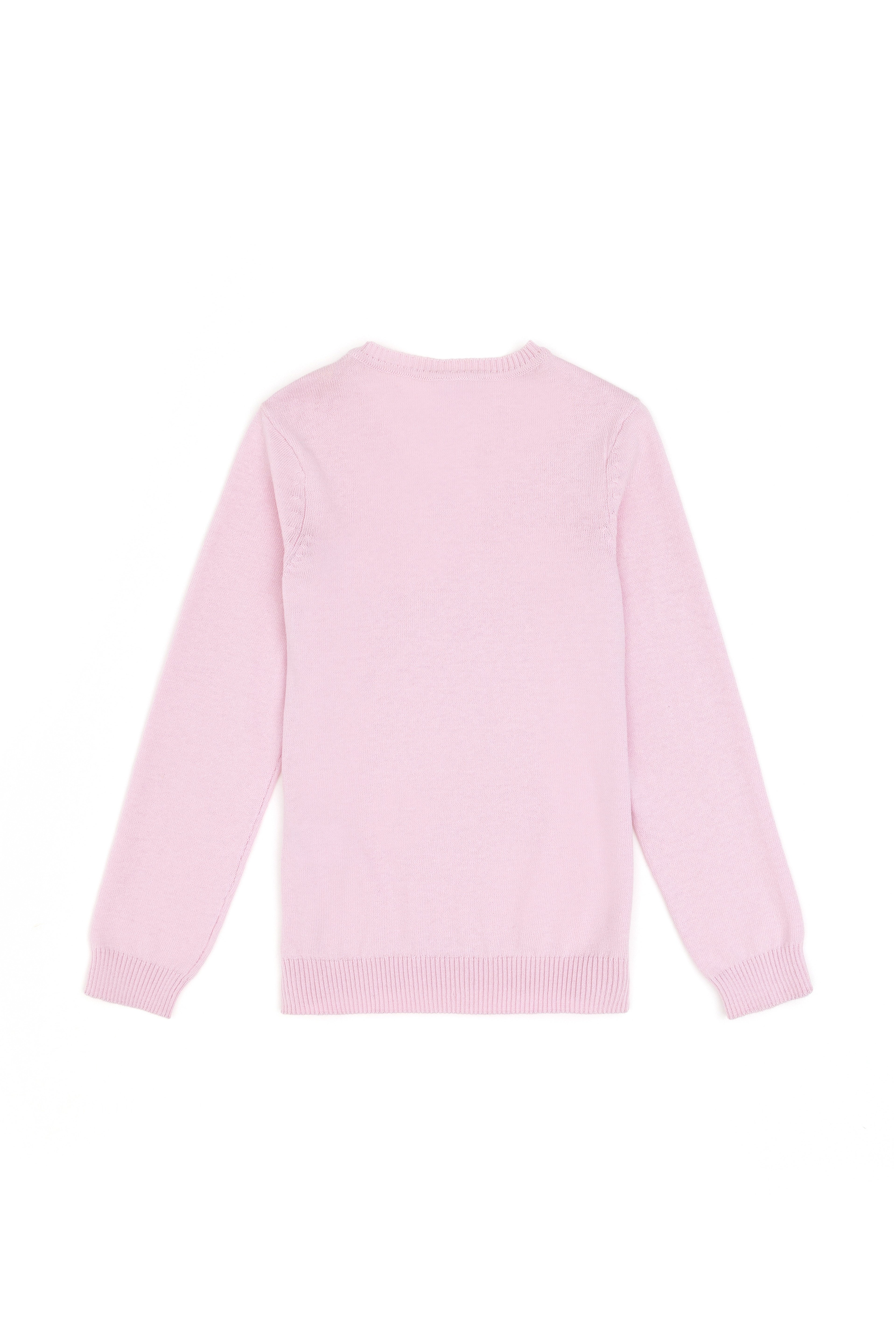 Kız Çocuk Pembe V Yaka Basic Kazak - Image 5