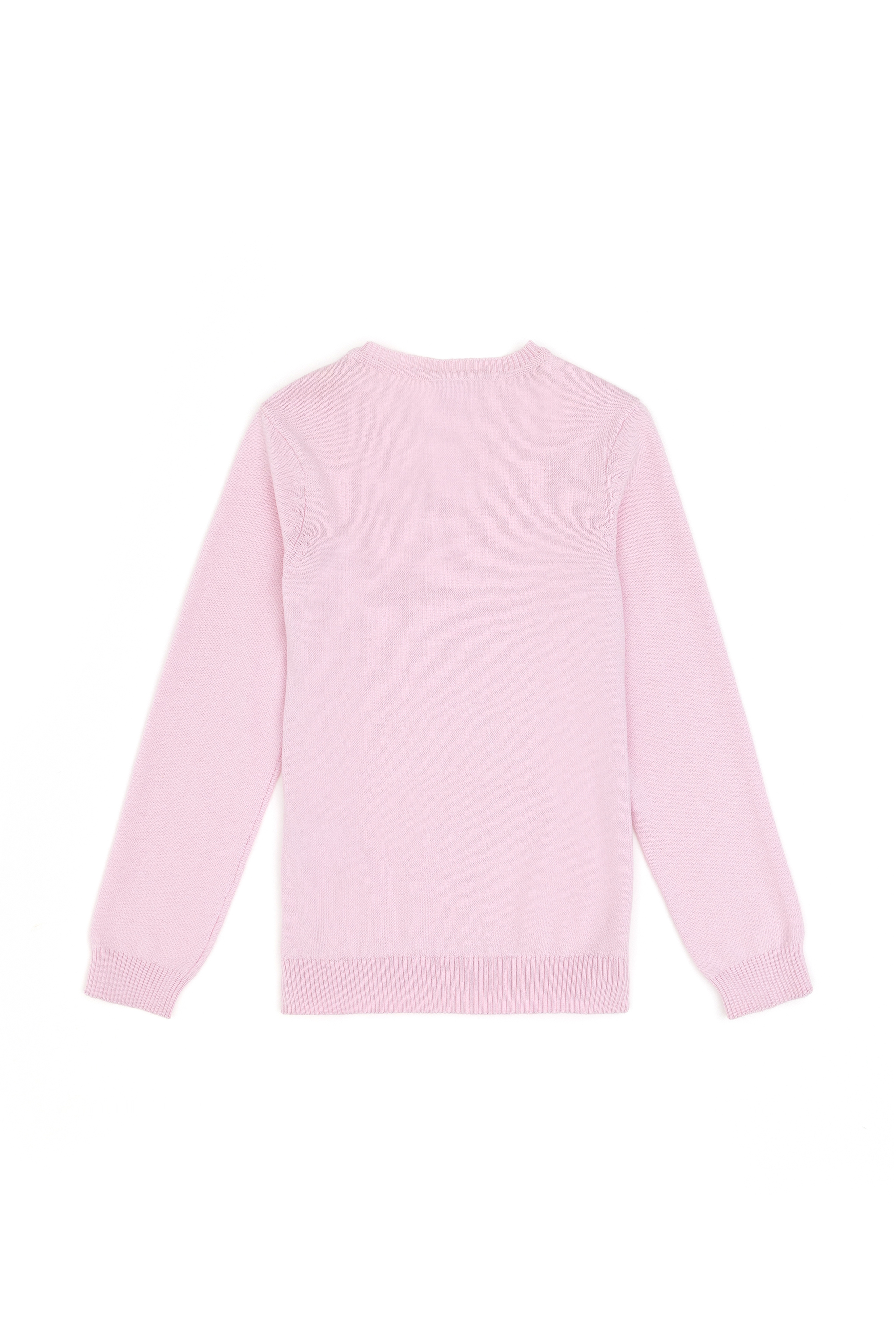 Kız Çocuk Pembe V Yaka Basic Kazak