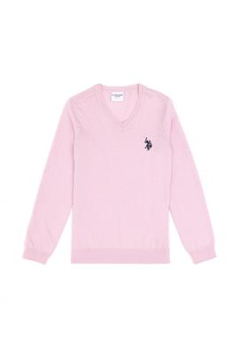 Kız Çocuk Pembe V Yaka Basic Kazak - 50294198036