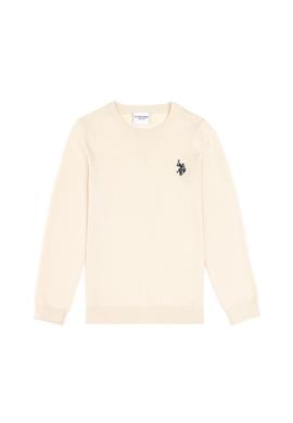 Kız Çocuk Krem Bisiklet Yaka Basic Kazak - 50293586080