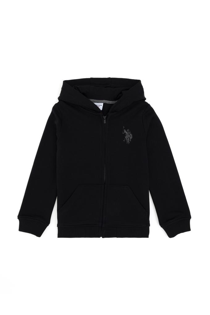 Erkek Çocuk Siyah Basic Fermuarlı Sweatshirt